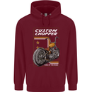 Biker Custom Chopper Motorbike Motorcycle Mens 80% Cotton Hoodie Maroon