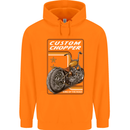 Biker Custom Chopper Motorbike Motorcycle Mens 80% Cotton Hoodie Orange