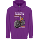 Biker Custom Chopper Motorbike Motorcycle Mens 80% Cotton Hoodie Purple