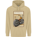 Biker Custom Chopper Motorbike Motorcycle Mens 80% Cotton Hoodie Sand