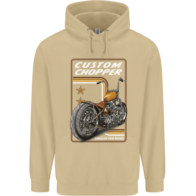 Biker Custom Chopper Motorbike Motorcycle Mens 80% Cotton Hoodie Sand