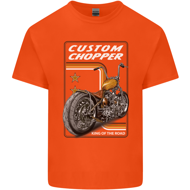 Biker Custom Chopper Motorbike Motorcycle Mens Cotton T-Shirt Tee Top Orange