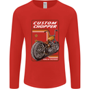 Biker Custom Chopper Motorbike Motorcycle Mens Long Sleeve T-Shirt Red