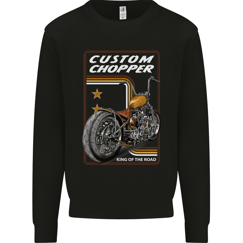 Biker Custom Chopper Motorbike Motorcycle Mens Sweatshirt Jumper Black
