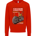 Biker Custom Chopper Motorbike Motorcycle Mens Sweatshirt Jumper Bright Red