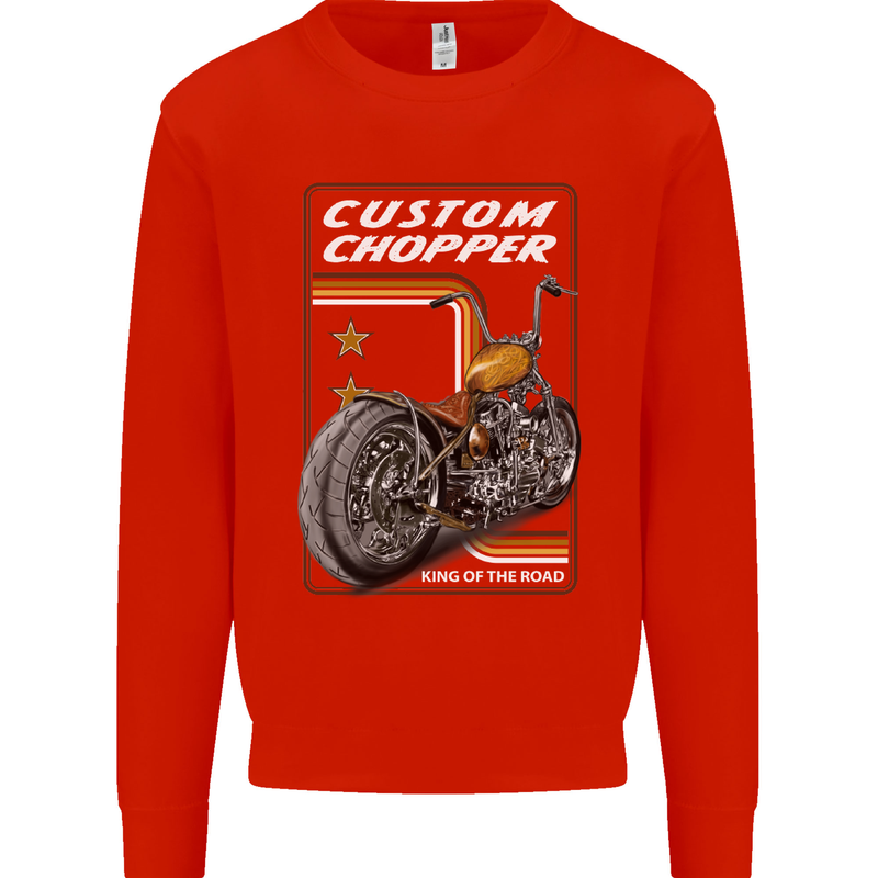 Biker Custom Chopper Motorbike Motorcycle Mens Sweatshirt Jumper Bright Red