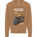 Biker Custom Chopper Motorbike Motorcycle Mens Sweatshirt Jumper Caramel Latte