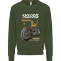 Biker Custom Chopper Motorbike Motorcycle Mens Sweatshirt Jumper Forest Green
