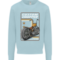 Biker Custom Chopper Motorbike Motorcycle Mens Sweatshirt Jumper Light Blue