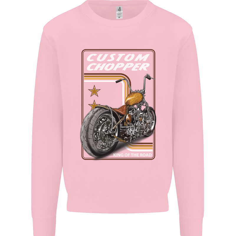 Biker Custom Chopper Motorbike Motorcycle Mens Sweatshirt Jumper Light Pink