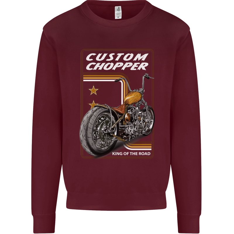 Biker Custom Chopper Motorbike Motorcycle Mens Sweatshirt Jumper Maroon