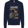 Biker Custom Chopper Motorbike Motorcycle Mens Sweatshirt Jumper Navy Blue