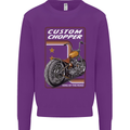 Biker Custom Chopper Motorbike Motorcycle Mens Sweatshirt Jumper Purple