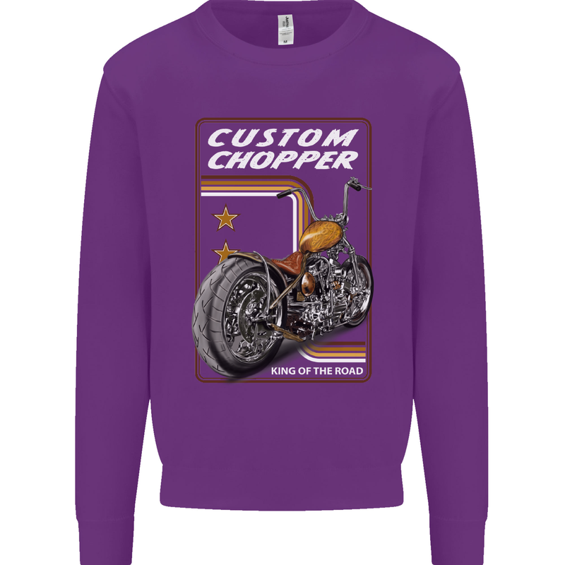 Biker Custom Chopper Motorbike Motorcycle Mens Sweatshirt Jumper Purple