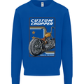 Biker Custom Chopper Motorbike Motorcycle Mens Sweatshirt Jumper Royal Blue