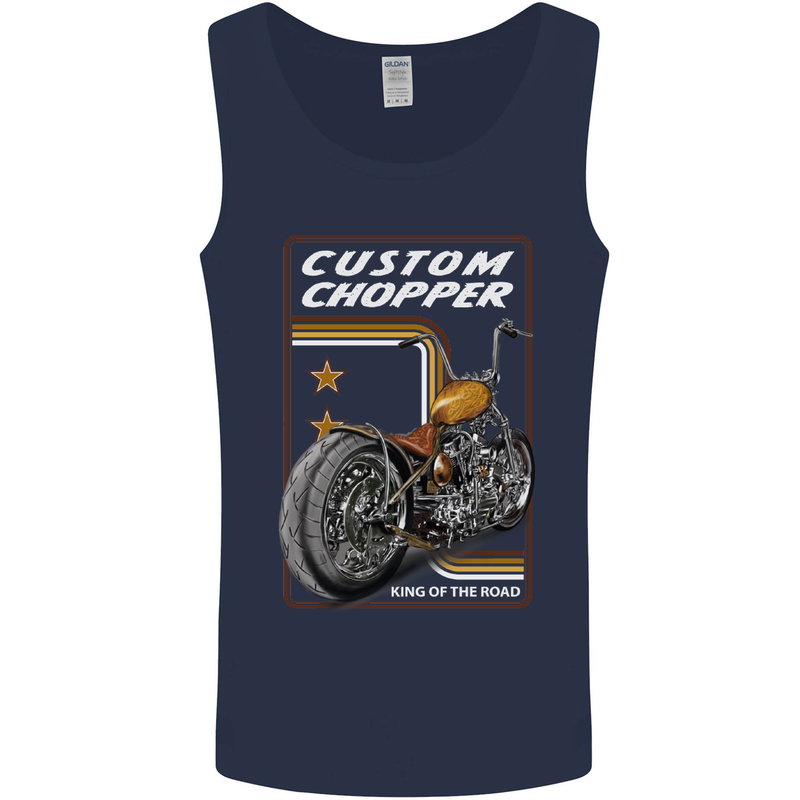 Biker Custom Chopper Motorbike Motorcycle Mens Vest Tank Top Navy Blue