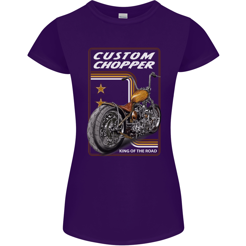 Biker Custom Chopper Motorbike Motorcycle Womens Petite Cut T-Shirt Purple