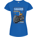 Biker Custom Chopper Motorbike Motorcycle Womens Petite Cut T-Shirt Royal Blue