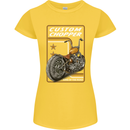 Biker Custom Chopper Motorbike Motorcycle Womens Petite Cut T-Shirt Yellow