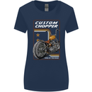 Biker Custom Chopper Motorbike Motorcycle Womens Wider Cut T-Shirt Navy Blue