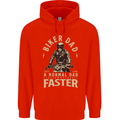 Biker Dad Fathers Day Motorbike Motorcycle Mens 80% Cotton Hoodie Bright Red