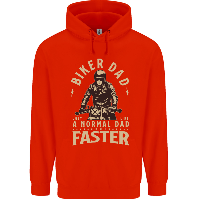 Biker Dad Fathers Day Motorbike Motorcycle Mens 80% Cotton Hoodie Bright Red