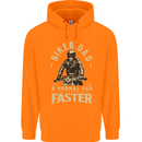 Biker Dad Fathers Day Motorbike Motorcycle Mens 80% Cotton Hoodie Orange