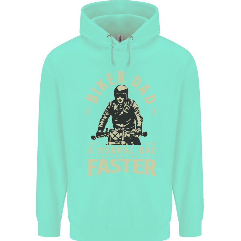 Biker Dad Fathers Day Motorbike Motorcycle Mens 80% Cotton Hoodie Peppermint