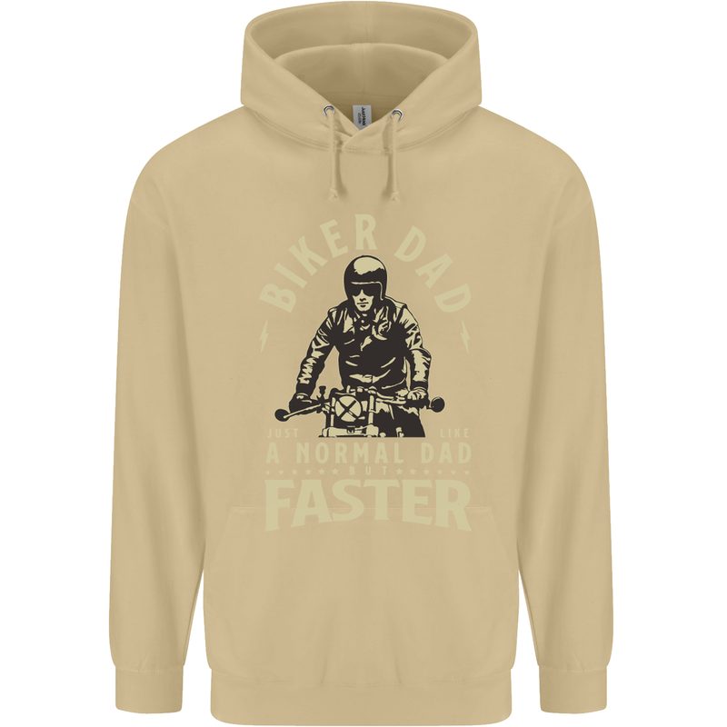 Biker Dad Fathers Day Motorbike Motorcycle Mens 80% Cotton Hoodie Sand