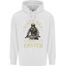 Biker Dad Fathers Day Motorbike Motorcycle Mens 80% Cotton Hoodie White