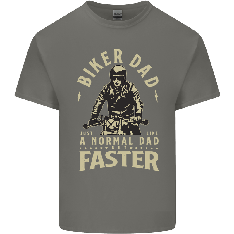 Biker Dad Fathers Day Motorbike Motorcycle Mens Cotton T-Shirt Tee Top Charcoal