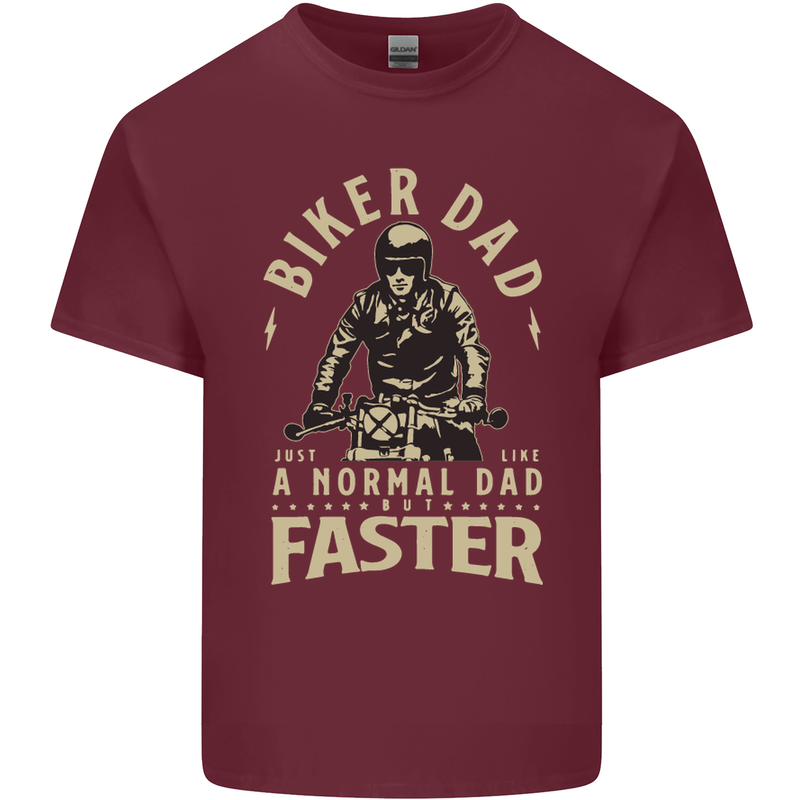 Biker Dad Fathers Day Motorbike Motorcycle Mens Cotton T-Shirt Tee Top Maroon