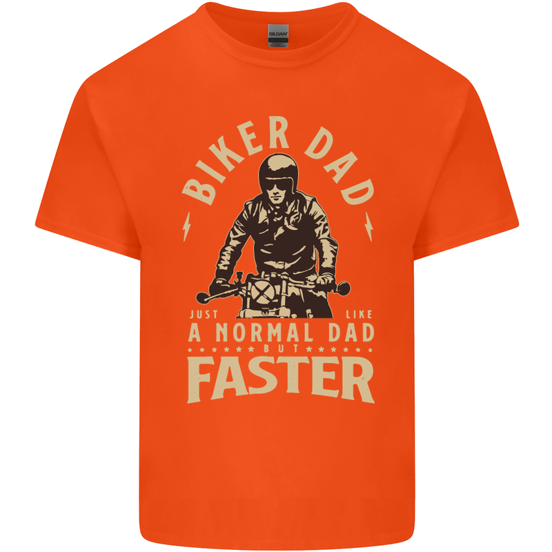 Biker Dad Fathers Day Motorbike Motorcycle Mens Cotton T-Shirt Tee Top Orange