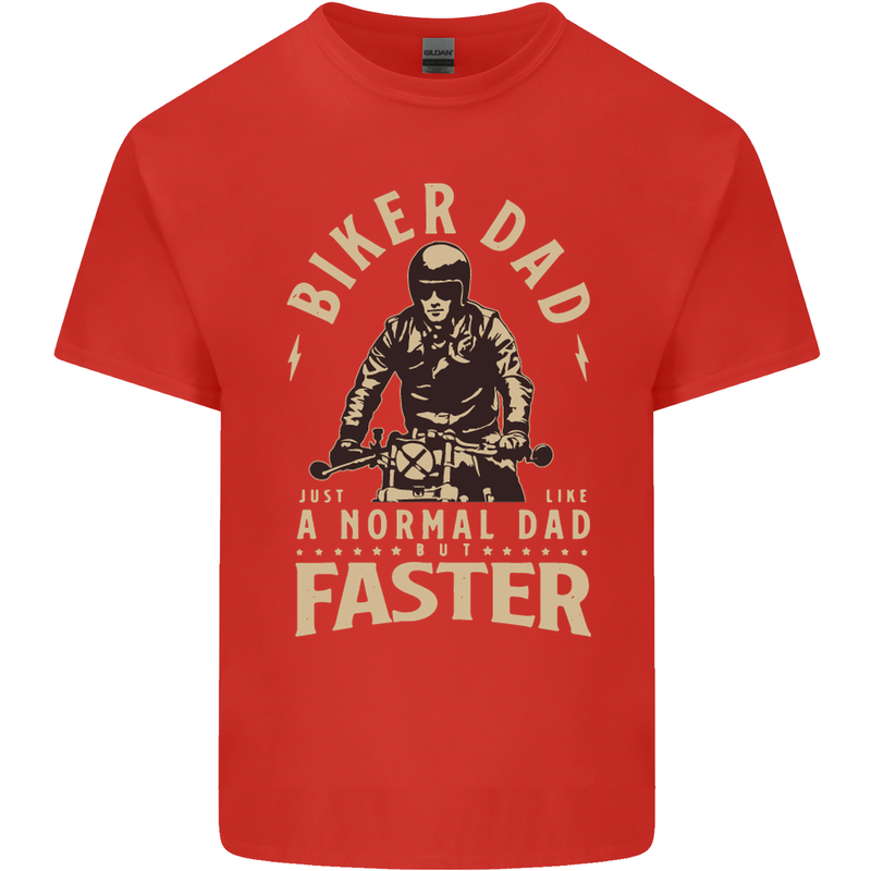 Biker Dad Fathers Day Motorbike Motorcycle Mens Cotton T-Shirt Tee Top Red