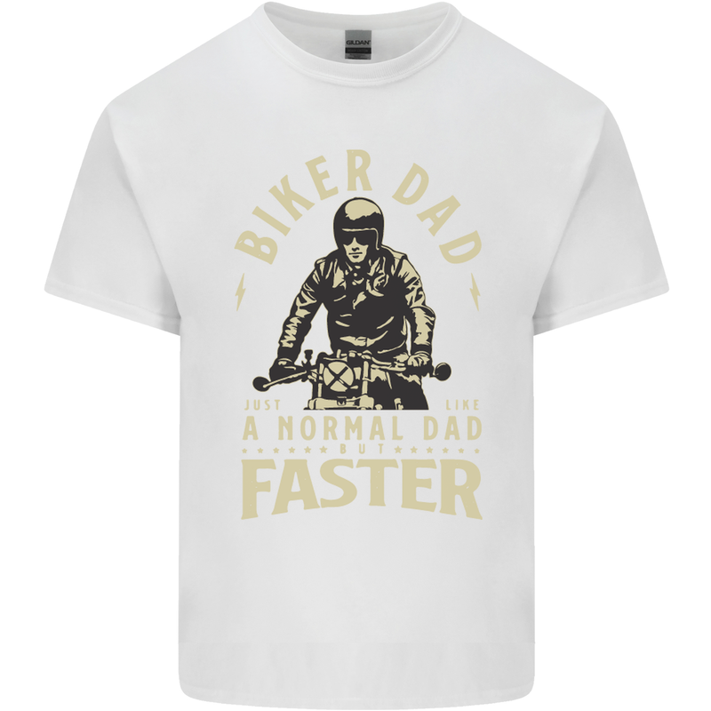 Biker Dad Fathers Day Motorbike Motorcycle Mens Cotton T-Shirt Tee Top White