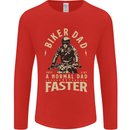 Biker Dad Fathers Day Motorbike Motorcycle Mens Long Sleeve T-Shirt Red