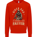 Biker Dad Fathers Day Motorbike Motorcycle Mens Sweatshirt Jumper Bright Red