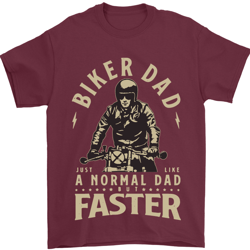 Biker Dad Fathers Day Motorbike Motorcycle Mens T-Shirt Cotton Gildan Maroon