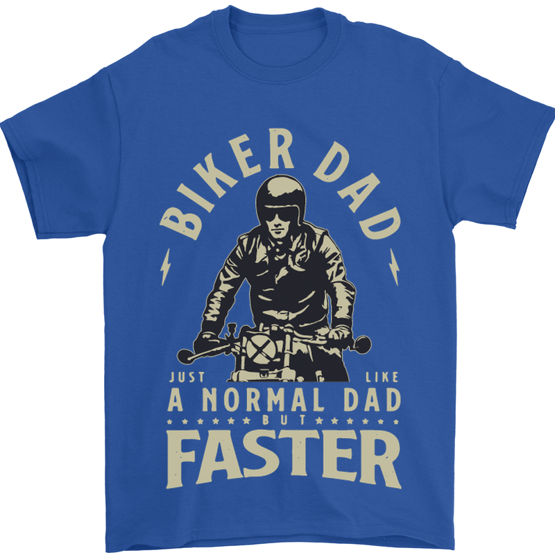 Biker Dad Fathers Day Motorbike Motorcycle Mens T-Shirt Cotton Gildan Royal Blue