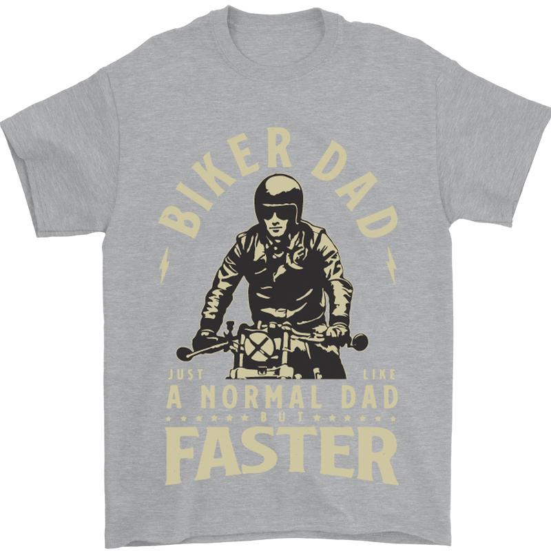 Biker Dad Fathers Day Motorbike Motorcycle Mens T-Shirt Cotton Gildan Sports Grey