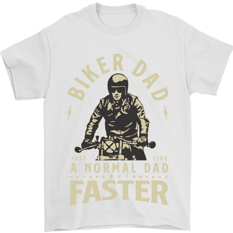 Biker Dad Fathers Day Motorbike Motorcycle Mens T-Shirt Cotton Gildan White