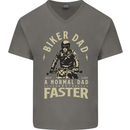 Biker Dad Fathers Day Motorbike Motorcycle Mens V-Neck Cotton T-Shirt Charcoal