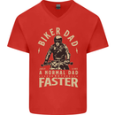 Biker Dad Fathers Day Motorbike Motorcycle Mens V-Neck Cotton T-Shirt Red