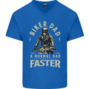 Biker Dad Fathers Day Motorbike Motorcycle Mens V-Neck Cotton T-Shirt Royal Blue