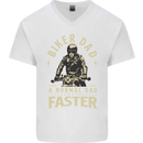 Biker Dad Fathers Day Motorbike Motorcycle Mens V-Neck Cotton T-Shirt White