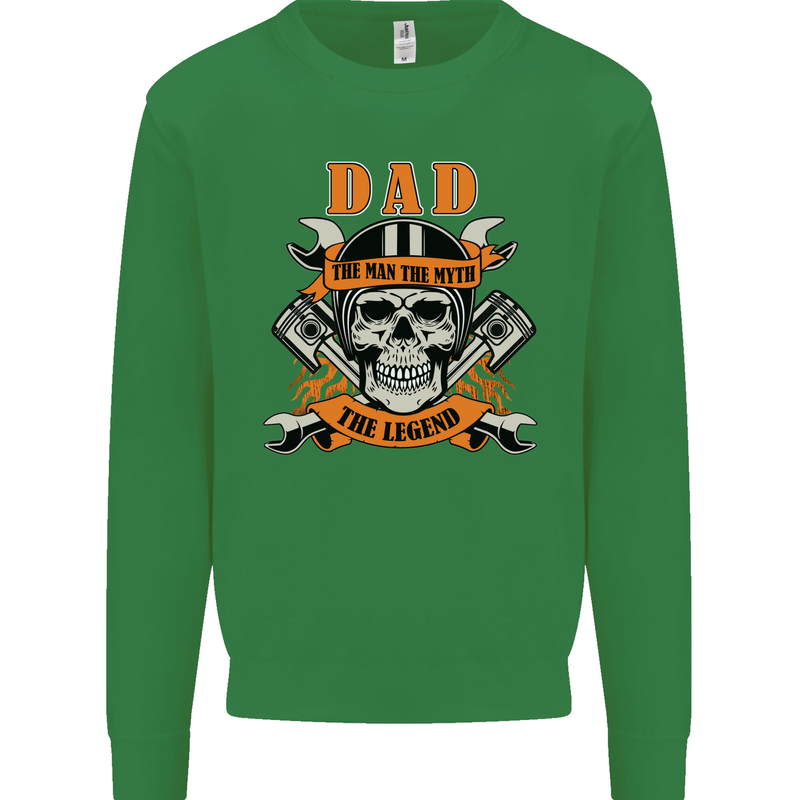 Biker Dad the Man Myth Legend Funny Mens Sweatshirt Jumper Irish Green
