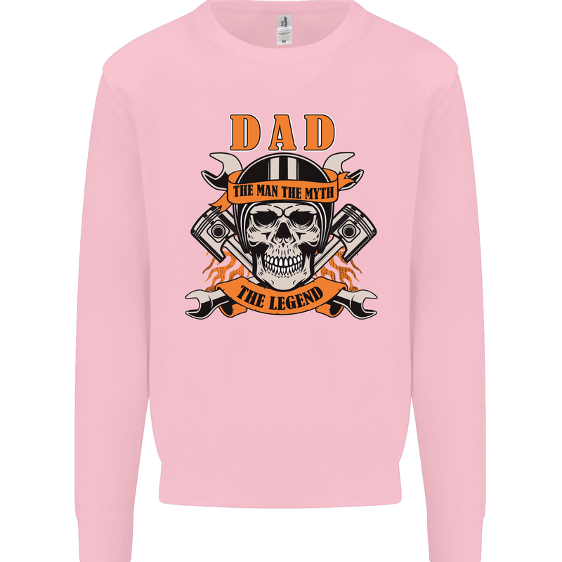 Biker Dad the Man Myth Legend Funny Mens Sweatshirt Jumper Light Pink