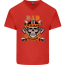 Biker Dad the Man Myth Legend Funny Mens V-Neck Cotton T-Shirt Red