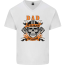 Biker Dad the Man Myth Legend Funny Mens V-Neck Cotton T-Shirt White