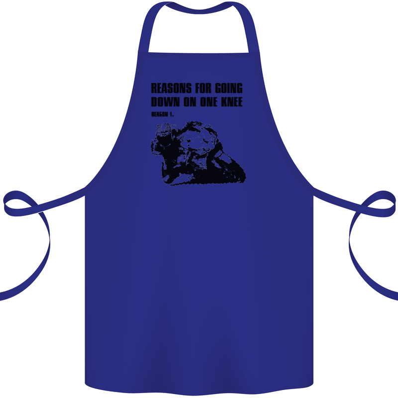 Biker Down on One Knee Motorcycle Motorbike Cotton Apron 100% Organic Royal Blue